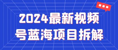 2024最新视频号蓝海项目拆解《2024最新视频号蓝海项目拆解》课程深入分析视频号的潜在机会与市场趋势