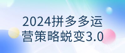 2024拼多多运营策略蜕变3.02024拼多多运营策略蜕变3.0课程旨在教授最新的电商运营技巧和策略
